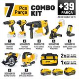 Sgs5452 - Akülü Combo Set 7 Parça (Darbeli Matkap/Kırıcı-Delici Matkap/Darbeli Somun Sıkma/Avuç Taslama Makinesi/Sunta Kesme/Dekupaj Testere/L