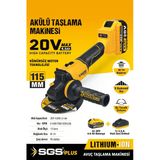 Sgs5510 Profesyonel 115Mm Akülü Şarjlı Avuç Taşlama Makinası Kömürsüz Motor 20 Volt 2 Akülü