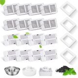 SgurFin 16 Paket Kedi Su Çeşmesi Filtresi 2.1L/77oz Cupcake Seramik Kedi Dispenseri, 16 Karbon Filtre ve Porselen Pet Su Çeşmesi için 4 Köpük Filtresi, Çoklu Filtrasyon Sistemi Aktif Karbon Filtre