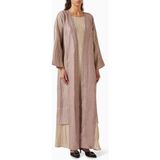 Sh Collectıon Üç Parçalı Şifon Abaya Seti Şık Plise Tasarım Rahat Drape ile Farklı Stil Seçenekleri - Açık Pembe
