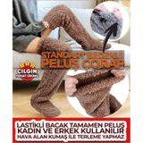 Sh Mağazacılık Koyu Kahve Sock Peluş Uyku Çorabı Welsoft Diz Üstü Oda Çorabı Ayak Isıtıcı Uzun Gonç Çorap Koyu Kahverengi