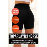Sh Mağazacılık Porfy Basen Etkili Lazer Kesim Paçalı Korse Extra Kısa Şort Siyah Renk