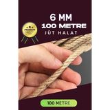 Sh Ticaret 6 mm 100 Metre Jüt Halat Dekoratif Hasır Ip Urgan Süs - 001-Renkli