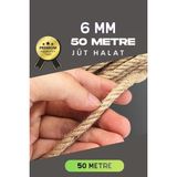 Sh Ticaret 6 mm 50 Metre Jüt Halat Dekoratif Hasır Ip Urgan Süs - 001-Renkli