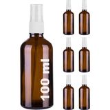 Sh Ticaret Afracam Amber 100 ml Plastik Kapaklı Beyaz Sprey Fısfıs Kolonya Dezenfektan Cam Şişe 6 Adet