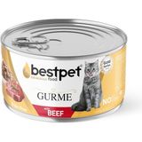 Sh Ticaret Bestpet Yetişkin Gurme Kediler Için, Tahılsız, Jöle Içinde Sığır Parça Etli Yaş Mama, 85 gr x 24 Ad