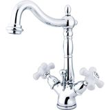 Sh Ticaret Brass KS1431PX Heritage Iki Kollu Banyo Musluğu, Porselen Çapraz Saplı, Pirinç Pop-Up, 15,
