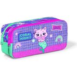 Sh Ticaret Coral High Kids Iki Bölmeli Kız Çocuk Pembe Mor Unicorn Kalem Çantası Kalemlik