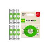 SH TICARET Gp Batteries Recyko 950Mah Aaa İnce Kalem 6 Adet Ni-Mh Şarjlı Pil 1.2 Volt
