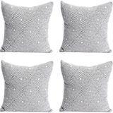 Sh Ticaret Lüks 100% Pamuk Dekoratif Desenli Kırlent Kılıfı 4 Adet Set 45X45 Cm, Kaliteli Pamuklu Kumaş Kırlen - 001-Renkli - 1 x 32 x 27 cm