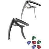 Sh Ticaret Maxword Q10-BK-GR Çinko Alaşımlı Profesyonel Kapo Üst Kalite Capo 2 Adet (Tüm Gitarlar ile Uyumlu)