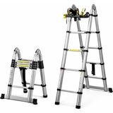 Sh Ticaret SN-29683 4+4 Metre Teleskopik Merdiven Karavan & Tekne Katlanır Alüminyum