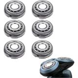 Sh60/72 Yedek Başlıklar Philips Norelco Elektrikli Tıraş Makinesi İle Uyumlu 6000 S6810/82, S6850/85, S6880/81, Sh60 Norelco Razors Serisi 6000 İçin Yedek Bıçaklar, Yükseltilmiş Bıçak 6'Li