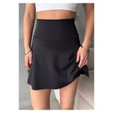 shaban Siyah Renk 2 Katmanlı Yüksek Bel Parlak Taş Detaylı Tenis Eteği Spor Şort Etek Tennis Skirt