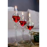 Shabbo Glass Ayaklı Drops Şamdan Cam Kandil 3'lü Set Kandil Yağı Kırmızı SHB0020220010