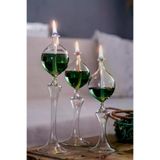 Shabbo Glass Drops Ayaklı Cam Kandil 3'lü Set Kandil Yağı Zümrüt Yeşili SHB0020220010