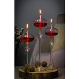 Shabbo Glass Elips Şamdan Cam Kandil 3Lü Set Kırmızı
