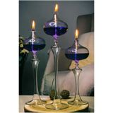 Shabbo Glass Elips Şamdan Cam Kandil 3lü Set Mor Hediyelik Dekoratif Aksesuar Shabbo13000