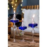 Shabbo Glass Ufo Şamdan Cam Kandil Mavi Hediyelik Dekoratif Aksesuar 200025SHABBO