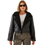 Shade Aller Detay Crop Lamine Mont, 38, 60351246, Siyah, Kadın