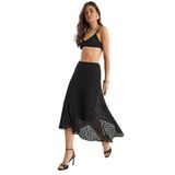 Shade Asimetrik Kesim Astarlı Midi Dantel Etek, S, 60283326, Siyah, Kadın