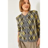 Shade Baklava Desen Triko Hırka, Standart, 60261341, Gri, Kadın