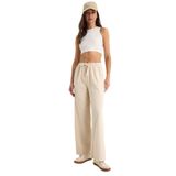 Shade Beli Lastikli Paça Detaylı Palazzo Kalıp Pamuk Gabardin Yazlık Pantolon, S, 60283323, Bej, Kadın