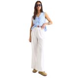 Shade Beli Lastikli Paça Detaylı Palazzo Kalıp Pamuk Gabardin Yazlık Pantolon, S, 60283323, Beyaz, Kadın