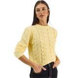 Shade Bisiklet Yaka Fırfırlı Triko Kazak, Standart, 60261184, Tereyağ, Kadın