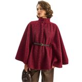Shade Buklet Kumaş Kemerli Kaşe Panço, 36, 60284101, Bordo, Kadın