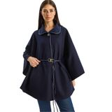 Shade Cep Detaylı Suni Deri Kemerli Kaşe Panço, Standart, 60282035, Lacivert, Kadın