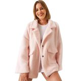 Shade Çift Cepli Oversize Peluş Mont, Standart, 60261097, Pembe, Kadın