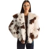Shade Cow Desenli Suni Kürk Ceket, M, 60283866, Kemik-Kahverengi, Kadın