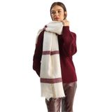 Shade Ekose Desenli Soft Touch Uzun Geniş Atkı Şal, Standart, 60286002, Ekru-Bordo, Kadın