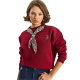 Shade Fular Detaylı Ceylan Nakışlı Üç İplik Şardonlu Oversize Sweatshirt, M, 60283615, Bordo, kadın