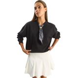 Shade Fular Detaylı Pamuklu Ottoman Sweatshirt, L, 60283689, Siyah, kadın
