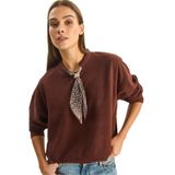 Shade Fular Detaylı Pamuklu Ottoman Sweatshirt, M, 60283689, Acı Kahve, kadın