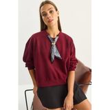 Shade Fular Detaylı Pamuklu Ottoman Sweatshirt, M, 60283689, Bordo, kadın