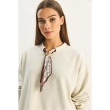Shade Fular Detaylı Pamuklu Ottoman Sweatshirt, S, 60283689, Bej, kadın