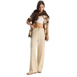 Shade Geniş Paça Krinkıl Örme Pantolon, XL, 60283847, Krem, Kadın