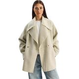 Shade Geniş Yaka Oversize Kaşe Kaban, S, 60283785, Bej, Kadın
