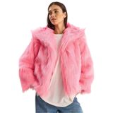 Shade Geniş Yakalı Astarlı Kısa Suni Kürk Ceket, 36, 60261574, Şeker Pembe, Kadın