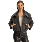 Shade Geniş Yakalı Cep Detaylı Astarlı Şardonlu Kaşe Crop Kaban, L, Geniş Yakalı Cep Detaylı Astarlı Şardonlu Kaşe Crop Kaban, Antrasit, Kadın