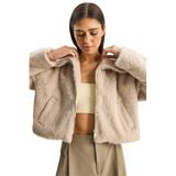 Shade Geniş Yakalı Cep Detaylı Astarlı Şardonlu Kaşe Crop Kaban, M, Geniş Yakalı Cep Detaylı Astarlı Şardonlu Kaşe Crop Kaban, Bej, Kadın