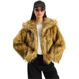 Shade Geniş Yakalı Suni Kürk Ceket, 36, 60261574, Camel-Siyah, Kadın