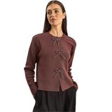 Shade İncili Fiyonk Aksesuarlı Triko Hırka, Standart, 60283820, Mürdüm, Kadın