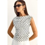 Shade Kadın Degaje Yaka Puantiyeli Yanlardan Büzgü Detaylı Likralı Bluz 6157 60286128 - Beyaz-siyah Çok Renkli