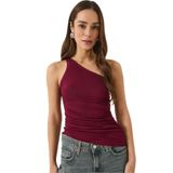 Shade Kadın Drape Detaylı Tek Omuz Soft Touch Esnek Viskon Bluz 4013 60284028, Bordo, S