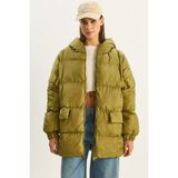 Shade Kadın Kapüşonlu Oversize Yarasa Kol Şişme Mont - Standart - Yeşil