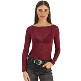 Shade Kadın Kayık Yaka Modal Ultra Hafif Bluz 1012 60283863, Bordo, S